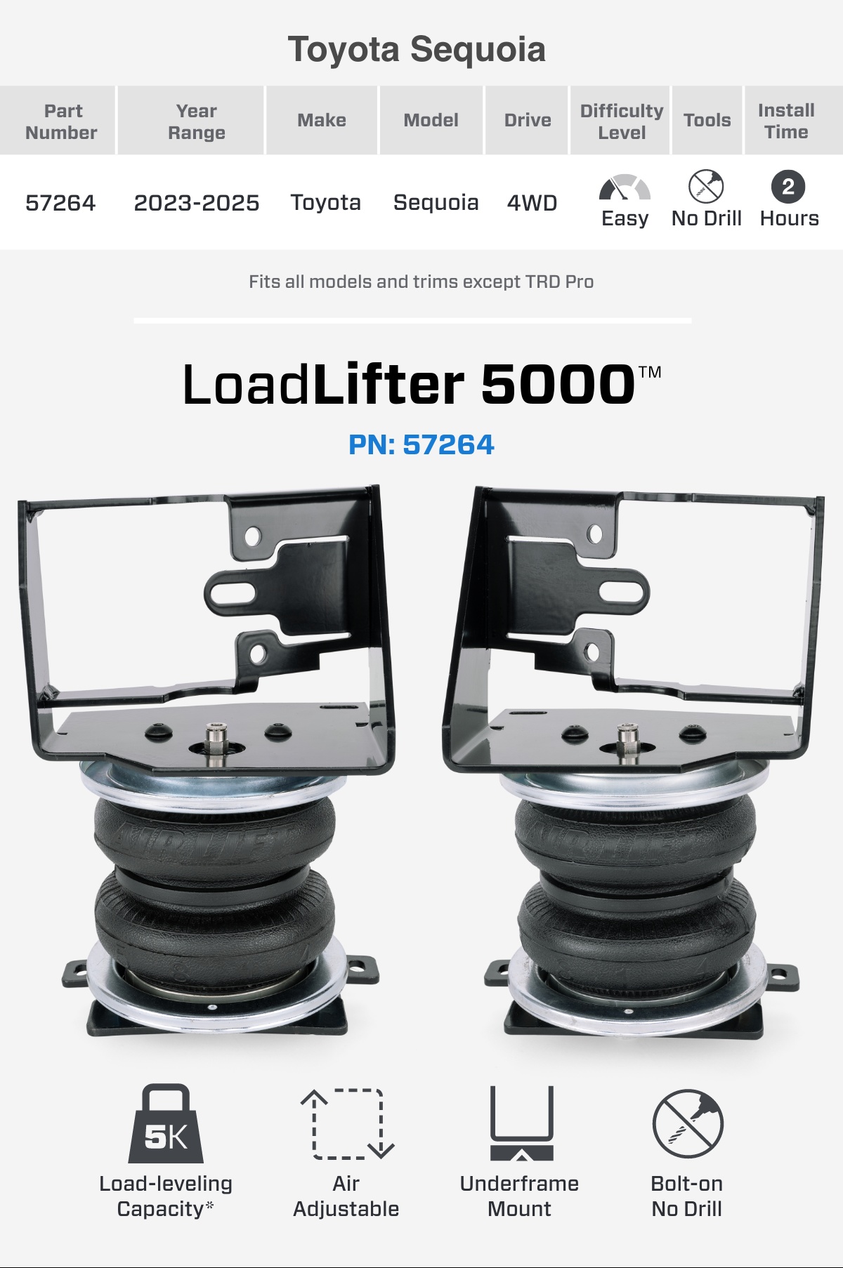 Air Lift 57264 LoadLifter 5000 Air Bag | Toyota Sequoia 4WD - Image 4