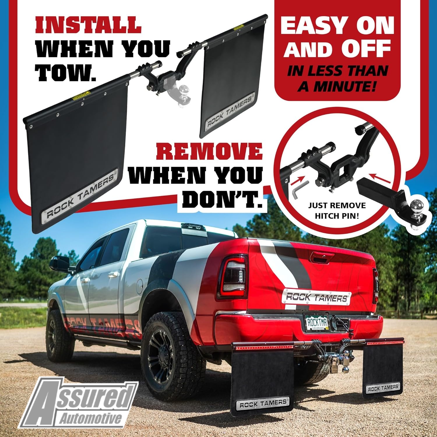 Rock Tamers 00108 Mud Guards MudFlaps Adjustable Width | 2" Receiver - Image 8