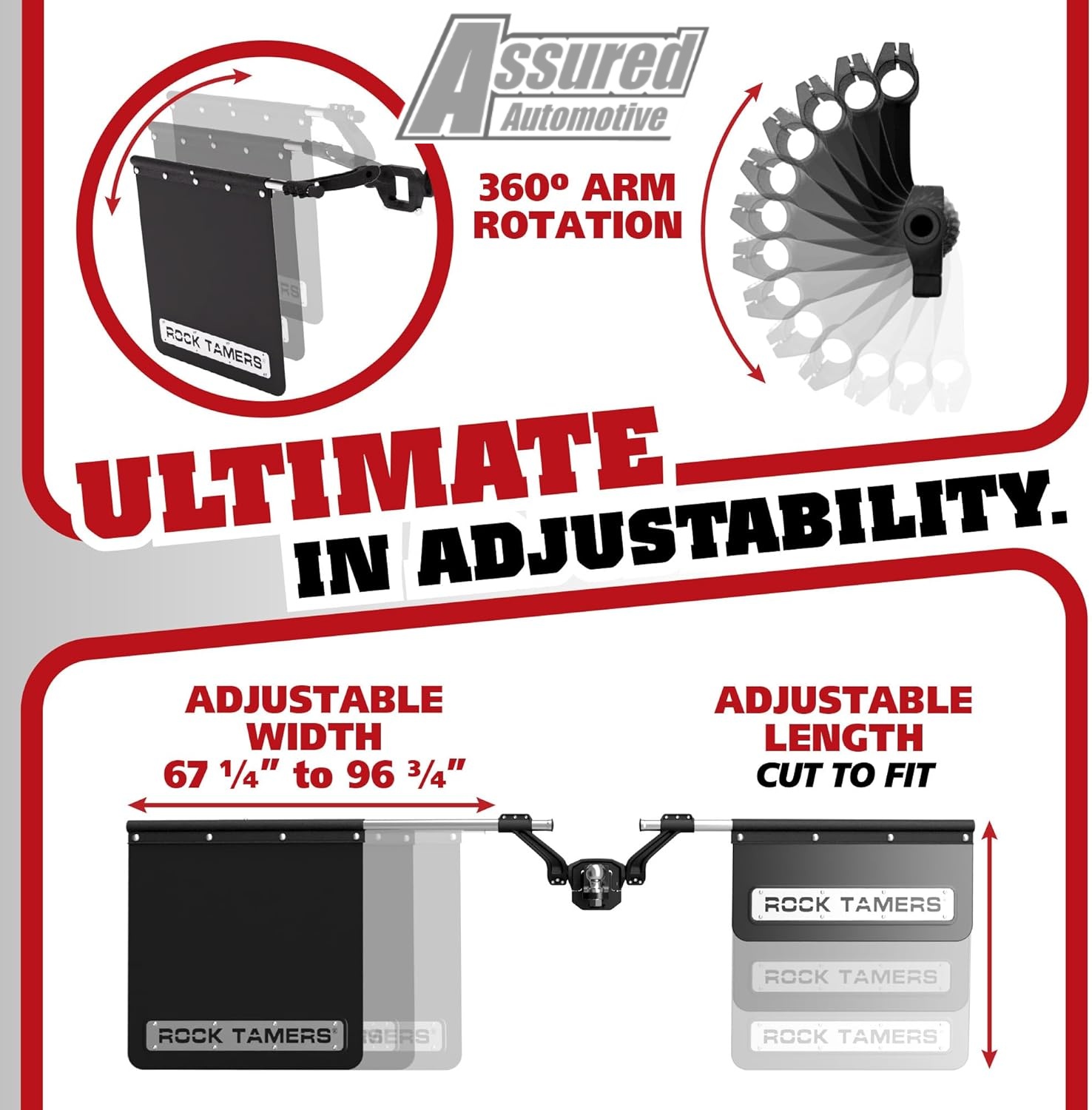 Rock Tamers 00108 Mud Guards MudFlaps Adjustable Width | 2" Receiver - Image 5