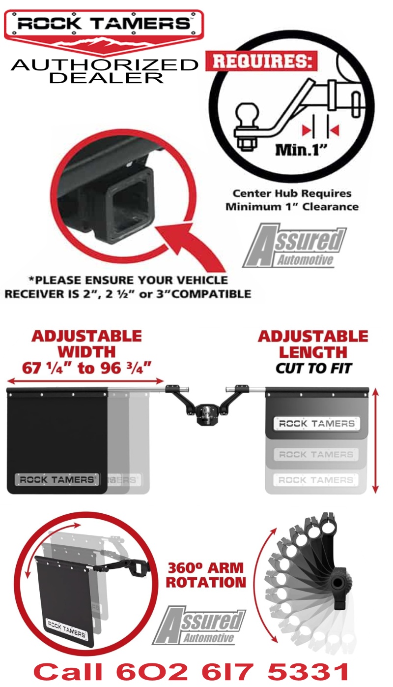 Rock Tamers 00108 Mud Guards MudFlaps Adjustable Width | 2" Receiver - Image 4